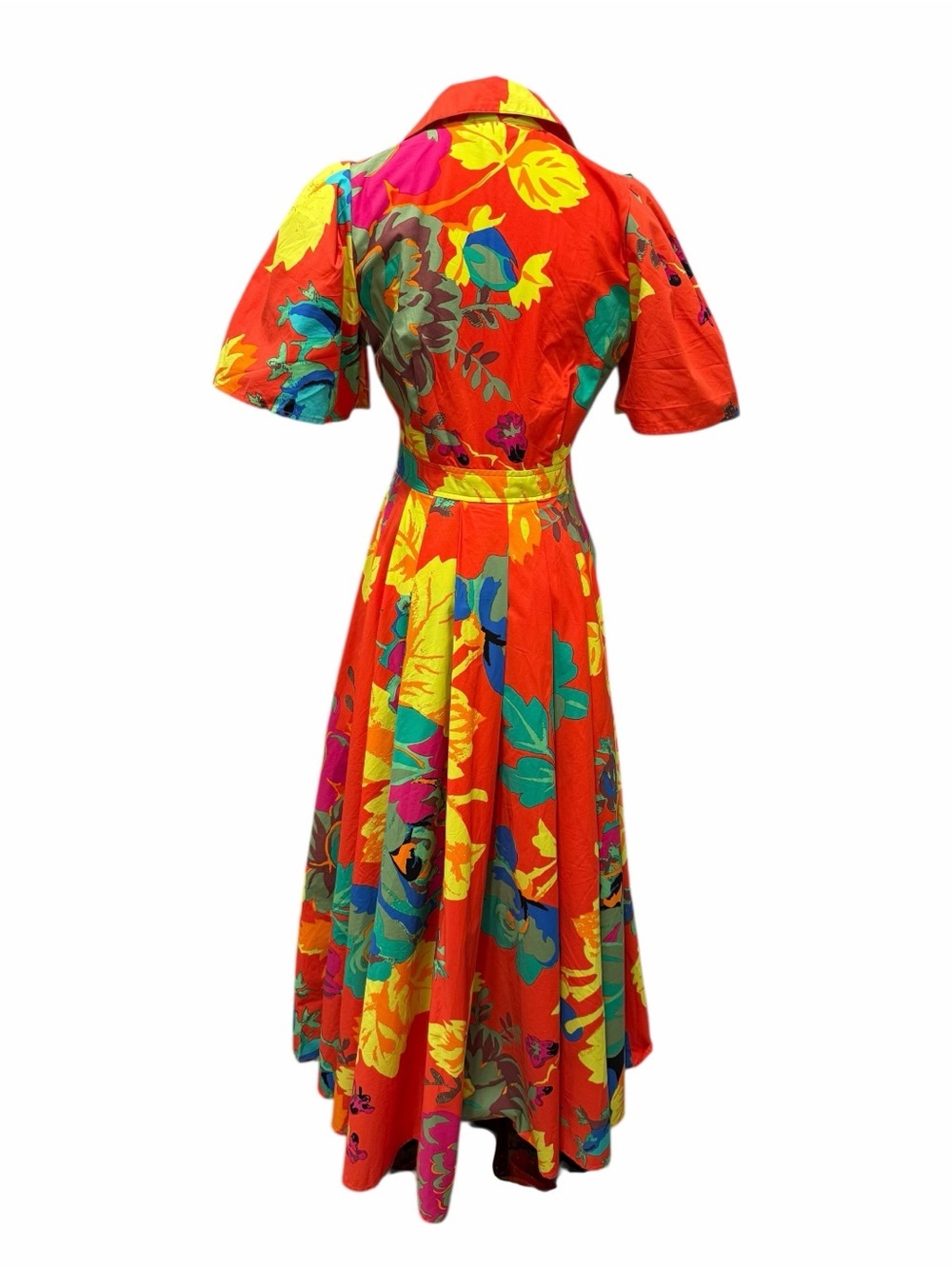 CHRISTOPHER JOHN ROGERS ✘ Target Red Floral Belted Shirt Dress Cotton Midi, S 0 - Picture 6 of 11